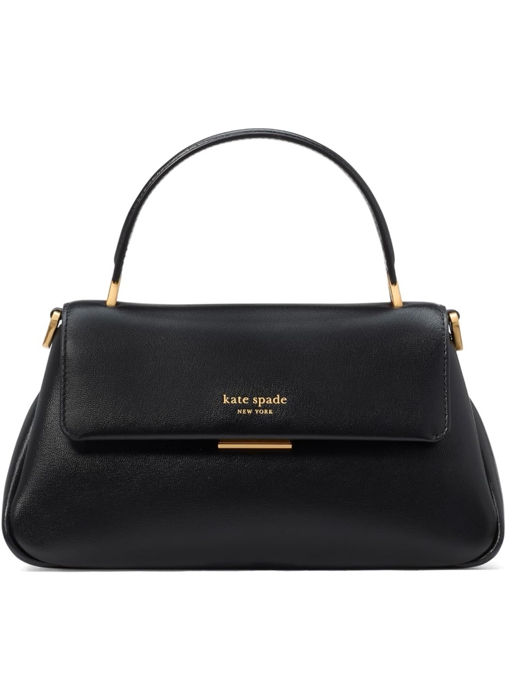 kate spade Black Leather Top-Handle Satchel with Gold Accents